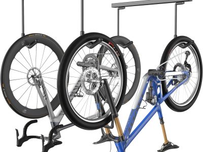 Ultrawall Ceiling Bike Rack for Garage, Indoor Bike Storage Hanger for up to 2 Bikes (Horizontally), 4 Bikes (Vertically) with Adjustable Cycling Hooks, 25 Inch